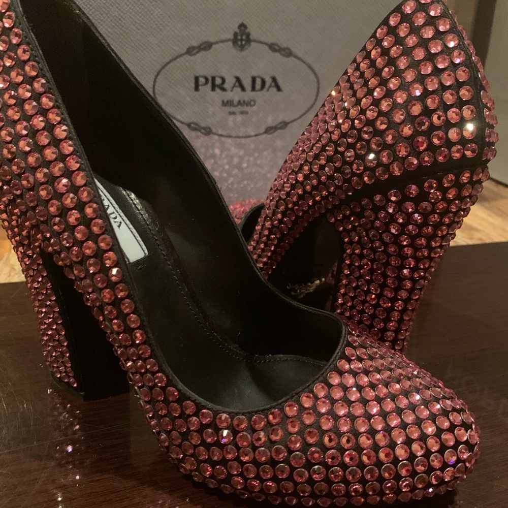 Prada Pink Dazzling Diamond Crystal Heels
